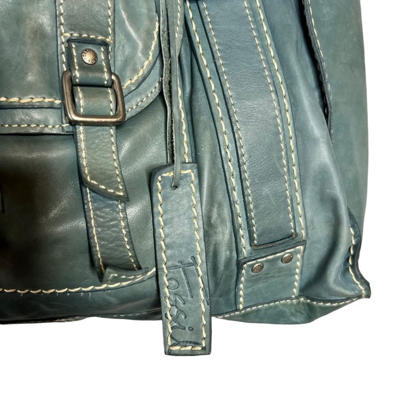 FOSSIL BLUE LEATHER SATCHEL - Picture 8 of 16